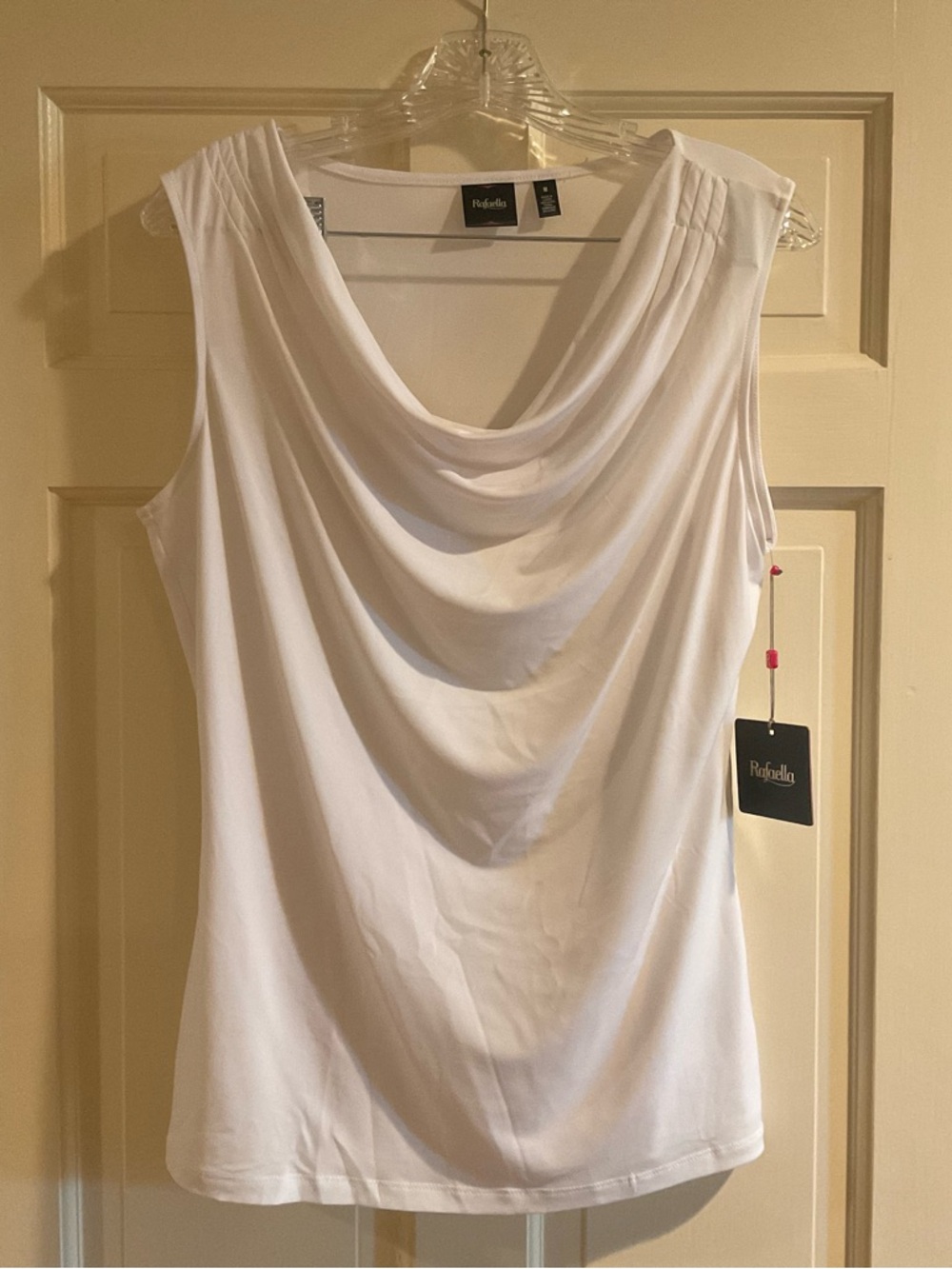 Rafaella NWT White Sleeveless Cowl Neck Blouse Top Size Medium